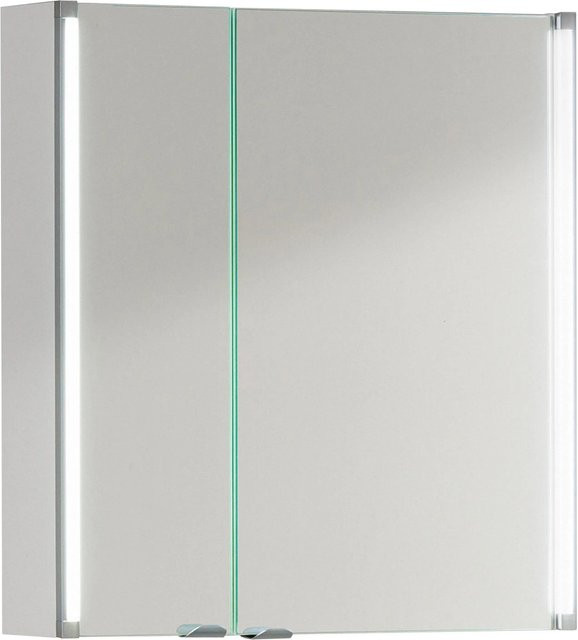 Fackelmann Spiegelschrank LED-Line Weiß mit Softclose-Türen und integrierter LED-Beleuchtung, B/H/T: 60,7 x 66,6 x 16,4 cm - Bild 1