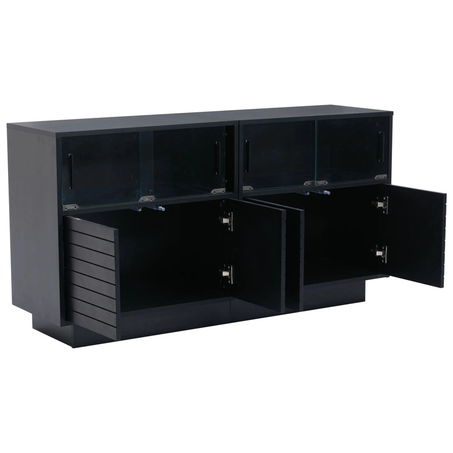 okwish Sideboard mit Glastüren und LED-Beleuchtung in Schwarz, B/T/H: 130 x 35 x 68 cm - Bild 2