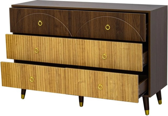 okwish Sideboard im Retro-Design mit Stauraum für dein Wohnzimmer, Natur/Braun, B/H/T: 120 x 81 x 40 cm - Bild 1
