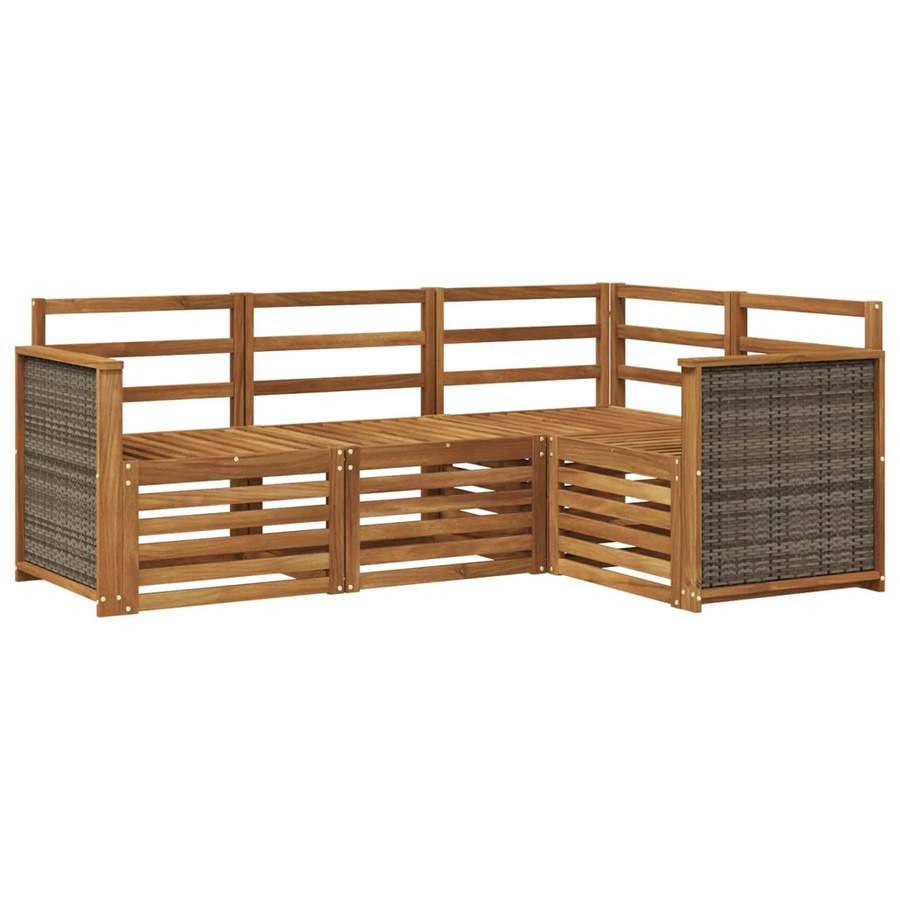 vidaXL Sofagarnitur 4er Set aus Massivholz Akazie in Natur Braun für Garten und Terrasse - Bild 2