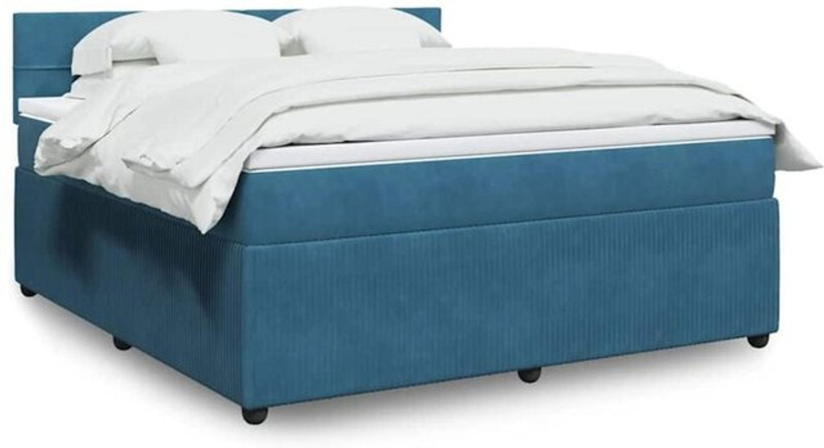 Vidaxl Boxspringbett mit Matratze aus Samt in Blau, B/T/H: 180 x 200 x 100,5 cm - Bild 1