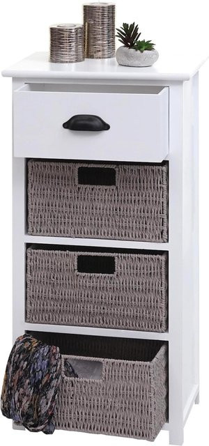 MCW Kommode K84 aus Holz mit Körben in Weiß und Grau, B/T/H: 83 x 40 x 29 cm - Bild 1