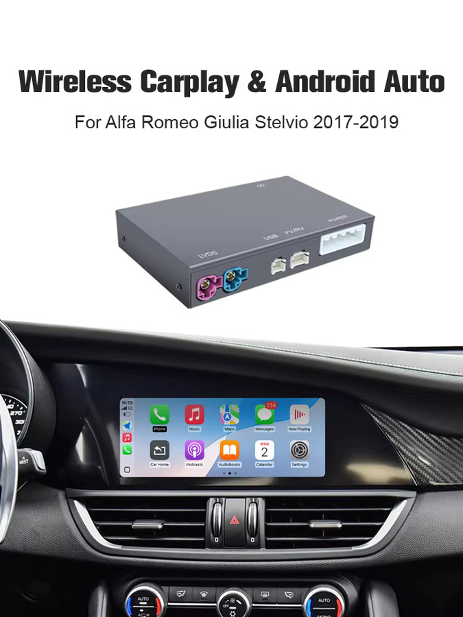 AUTOABC Drahtlose CarPlay und Android Auto Interface für Alfa Romeo Stelvio und Giulia 2017-2019 in Schwarz - Bild 5