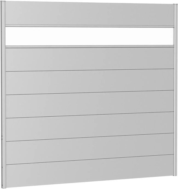 Biohort Wandpaneel Sichtschutz aus feuerverzinktem Stahlblech mit Acrylglas in Silber Metallic, B: 200 cm, H: 180 cm - Bild 1