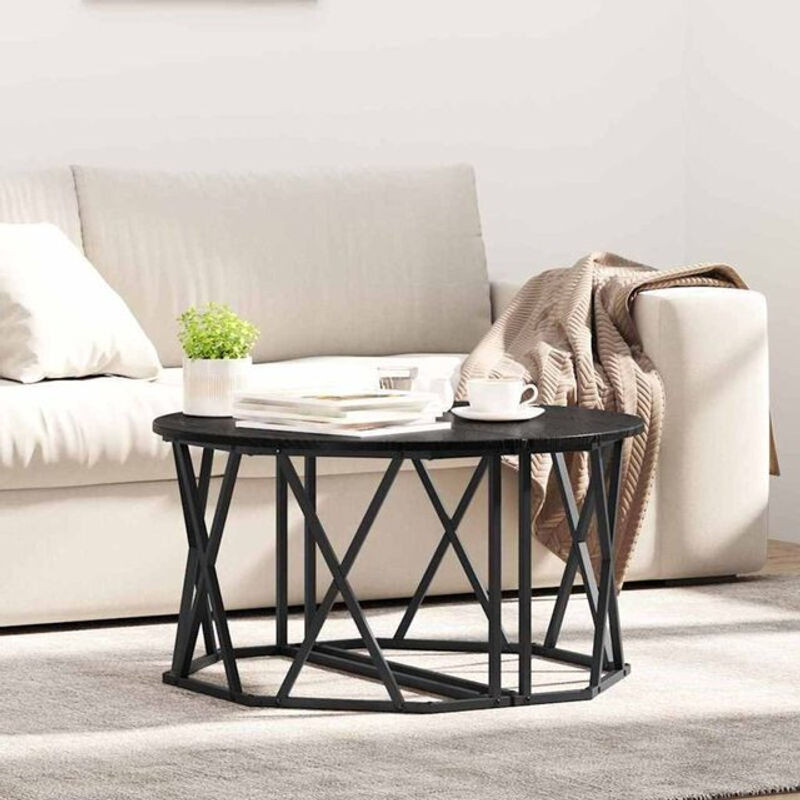 Vidaxl Couchtisch Rund in Schwarz, Modernes Design aus Holzwerkstoff und Stahl, B/T/H: 80 x 80 x 42 cm - Bild 1