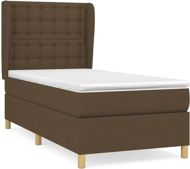 vidaXL Boxspringbett mit Matratze Hybrid-Design in Dunkelbraun, B/T/H: 90 x 190 x 128 cm - Bild 1
