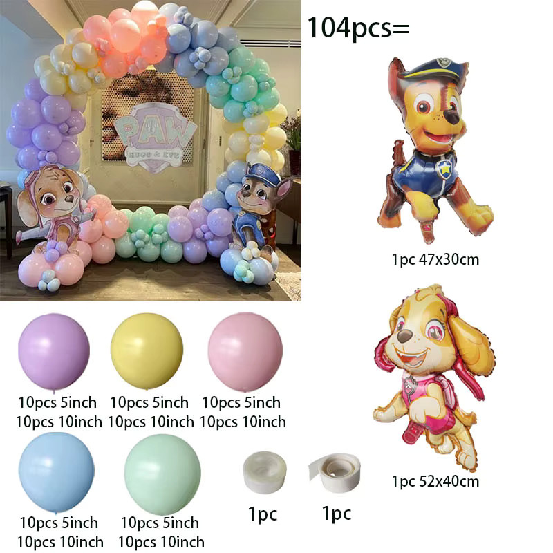 104-teiliges Paw Patrol Ballon-Set mit Marshall, Skye, Chase und Rubble für deine Geburtstagsparty Dekoration in Mehrfarbig - Bild 2