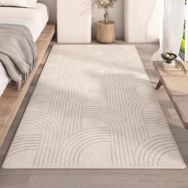 FQMM Plüschteppich Beige, rutschfester und waschbarer Bodenmatten-Teppich für Wohnzimmer und Schlafzimmer, B/T: 50 x 120 cm - Bild 1