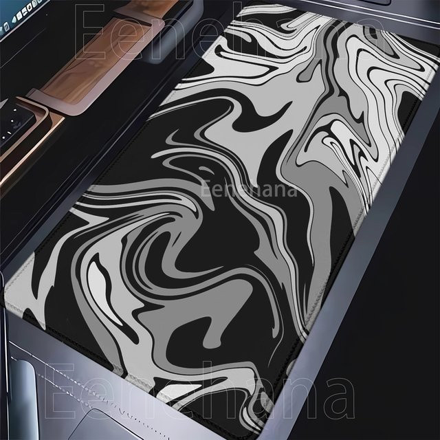 Eenehana XXL-Mauspad mit Schwarz-Weißem Liquid Strata Fluid Pattern, Rutschfeste Schreibtischunterlage für Gaming und Büro mit HD-Druck - Bild 1