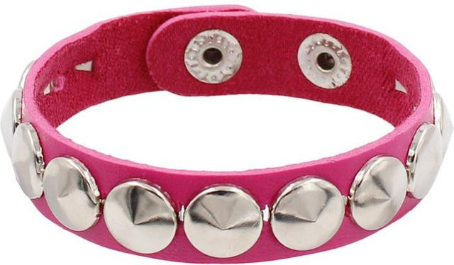 Armband Leder, Nieten, Dorn, Silber, Unisex - Bild 1
