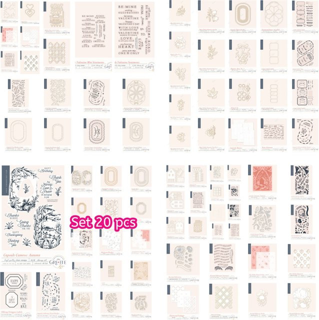 Greetery Thankful & Blessed Metall-Stanzformen Silber für Scrapbook und Kartenherstellung - Bild 1