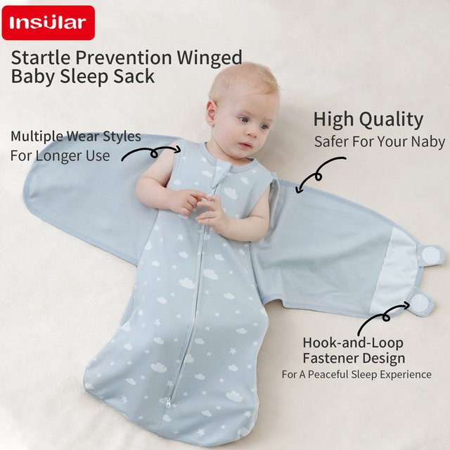INSULAR Baby-Pucktuch aus 100 % Baumwolle mit Mütze in Blau für Neugeborene - Bild 1