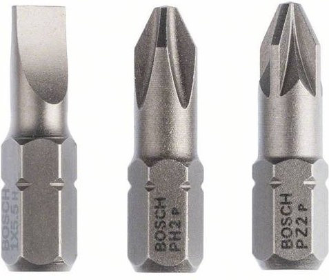 Bosch Schrauberbit-Set Extra-Hart aus Edelstahl, PH 2 und PZ 2, 3-teilig, silber - Bild 1
