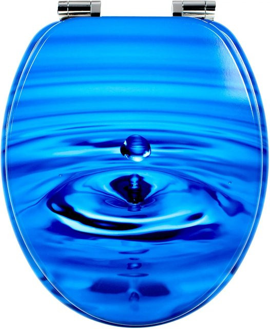 Sanfino WC Sitz Waterdrop Toilettendeckel aus Holz mit Absenkautomatik in Blau B: 43,5 cm, T: 37,5 cm, H: 37,5 cm - Bild 1