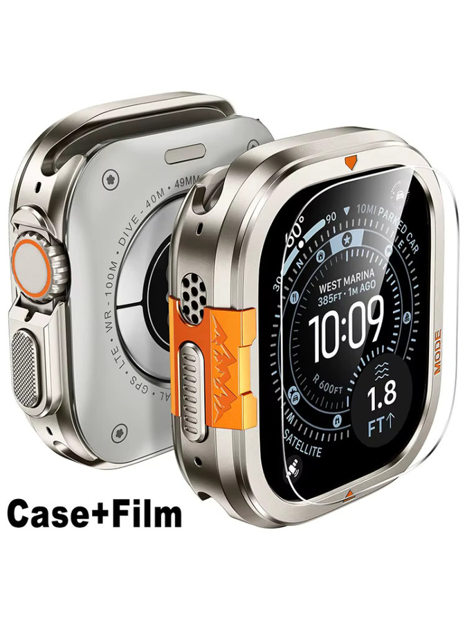 CAOWTAN Uhrenzubehör Metallgehäuse, Displayschutz, Apple Watch Ultra 49mm, Titanium Grey - Bild 7