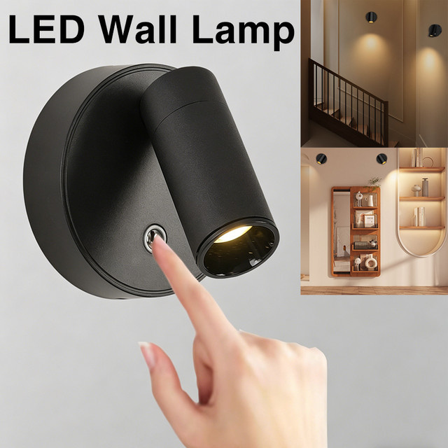 GGBEE LED-Wandleuchte Schwarz, magnetisch und berührungsempfindlich, dimmbar und wiederaufladbar, kabelloser Strahler für Schlafzimmer und Treppen - Bild 1