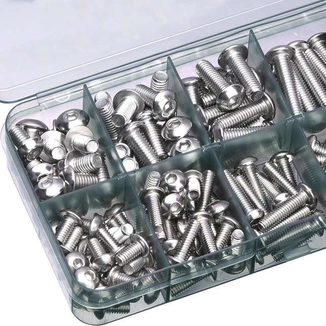 Zimir Edelstahl Innensechskantschrauben und Bolzen Kombinationsset mit Flachkopfschrauben, Bolzen, Unterlegscheiben und Muttern in den Größen M2, M3, M4, M5, M6 - Bild 1