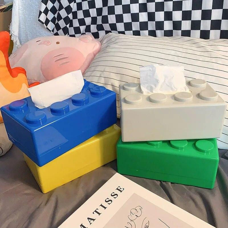 SEEQS Tissue Box Organizer in Baustein-Form aus Kunststoff, Grün - Bild 2
