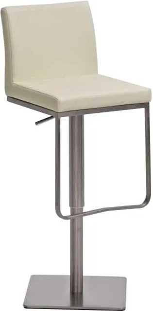DELUKE Barhocker CARIN höhenverstellbarer Barstuhl mit Lehne aus Kunstleder in Creme und Silber, B/T/H: 42 x 44 x 86 cm - Bild 1