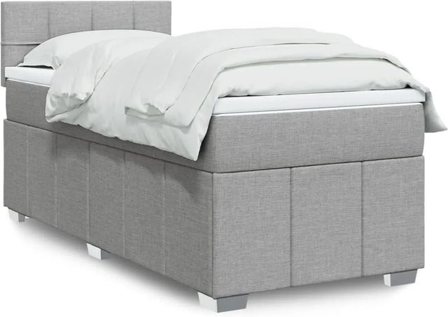 vidaXL Boxspringbett mit Matratze in Hellgrau, Hybrid-Bett mit USB-Ladeport und Unterbettbeleuchtung, B/T: 80 x 200 cm - Bild 1