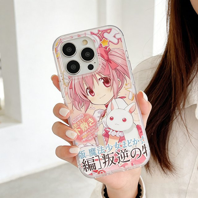 Niedliche Handyhülle mit japanischem Anime Mädchen in Rosa für Xiaomi Mi 15T 11 Poco X6 M7 X5 F5 F7 M3 NFC GT Lite Pro 4G 5G mit Feder-Textur - Bild 1