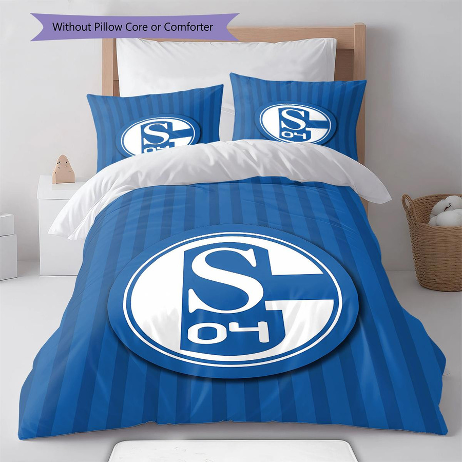 FC Schalke 04 Muster Bettwäsche Set in Blau, bestehend aus 1 Bettbezug und 2 Kissenbezügen, B/T/H: 135 x 200 cm - Bild 2