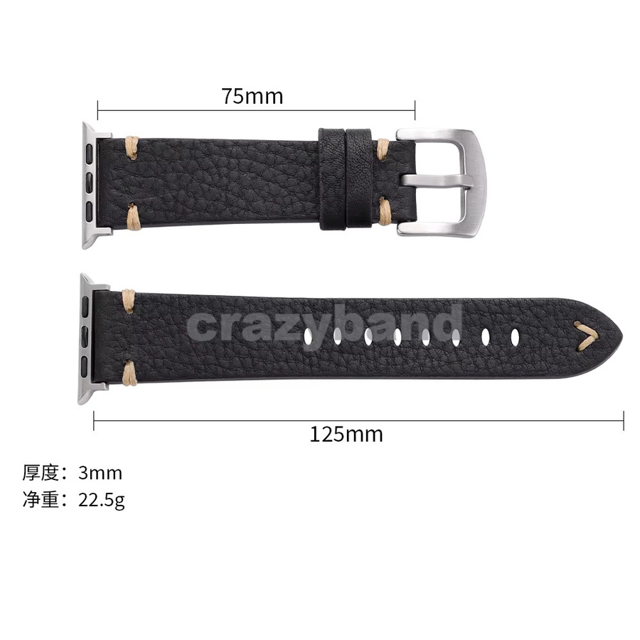 crazyband Uhrenarmband Rindsleder, Schwarz, Unisex - Bild 5