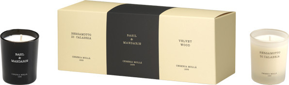 Cereria Molla Kerzen-Set Multicolor mit Bergamotto de Calabria, Basil & Mandarin sowie Velvet Wood, 3 x 70 g - Bild 1