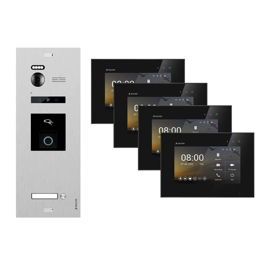BALTER EVO-HD WIFI Video-Türsprechanlage mit Fingerprint und RFID für 1-Familienhäuser, Set mit 4 Monitoren, Schwarz/Silber - Bild 2