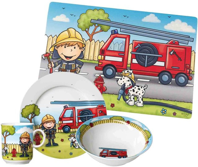 Ritzenhoff & Breker Kindergeschirr mit Platzset Feuerwehrmann Bernie in Multicolour - Bild 1