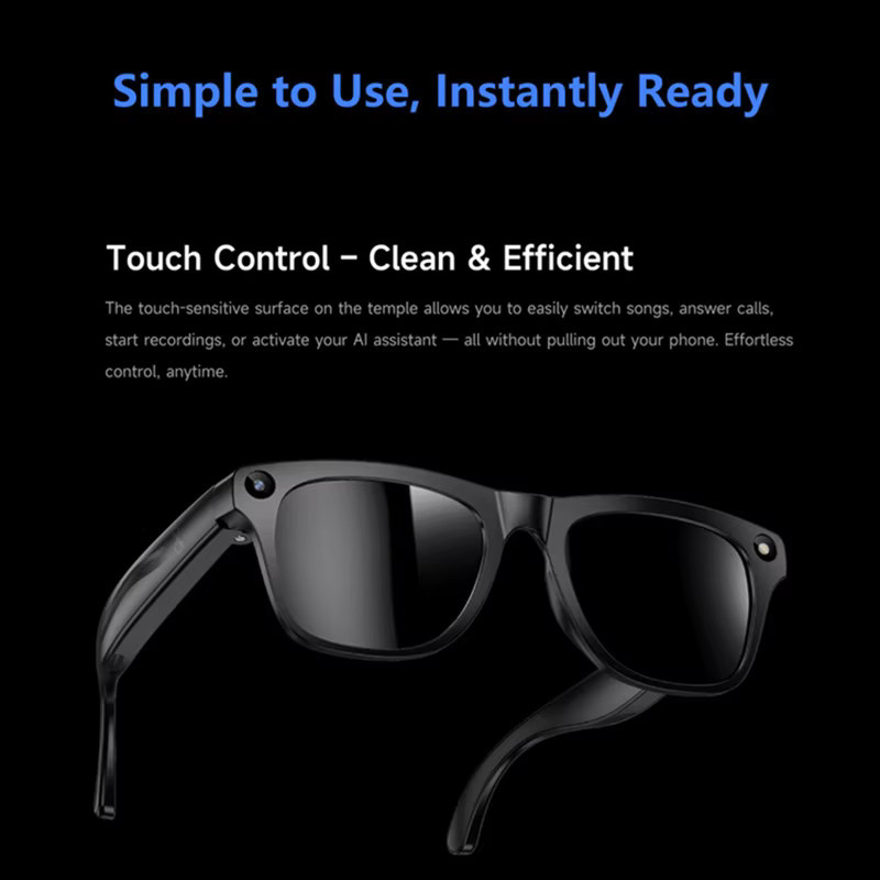 OPPO KI-Smart-Photochromic-Brille mit 800W HD Fotokamera, Bluetooth-Musik, ChatGPT, Anruffunktion und Übersetzungsfunktion in Schwarz - Bild 2