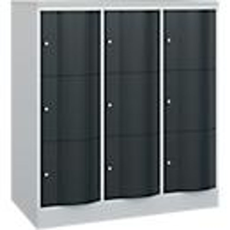 C+P Schließfachschrank Resisto mit 3 Abteilen und 9 Fächern, Lichtgrau/Anthrazitgrau, B: 114,8 cm, T: 64,0 cm, H: 125,5 cm - Bild 2