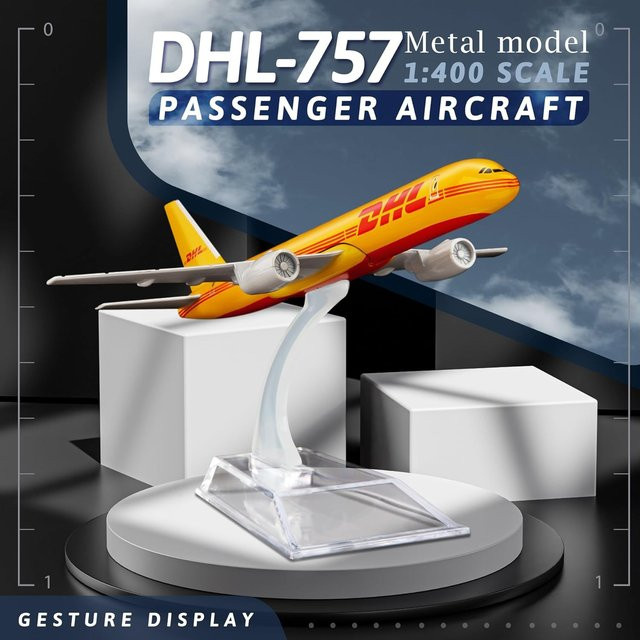ZOCO B757 DHL Airlines Modellflugzeug, 1:400, Metall, Gelb - Bild 1
