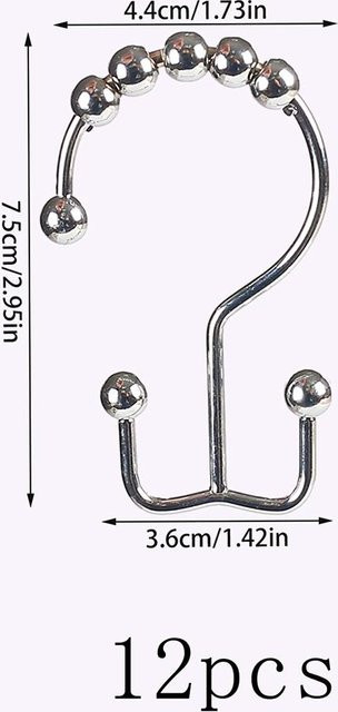 Yiran Furniture Duschvorhanghaken Doppelseitig aus Metall in Silber - Bild 1
