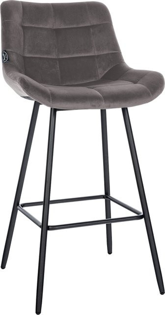 CLP Barhocker Weston mit Steppmuster, gepolsterter Sitz und Metallgestell mit Fußstütze, wählbar in Samt oder Kunstleder - Bild 1