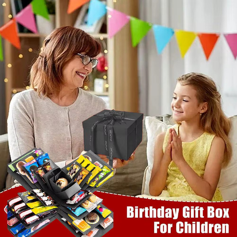 DIY Überraschungs-Explosionsbox aus Papier in Rot und Schwarz für personalisierte Snack-Geschenkboxen zu Hochzeiten und Geburtstagen - Bild 1