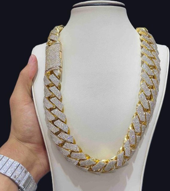 NKEN-1 Halskette Miami Cuban Link, Edelstahl, Gold, Zirkonia, Herren, 60cm - Bild 1