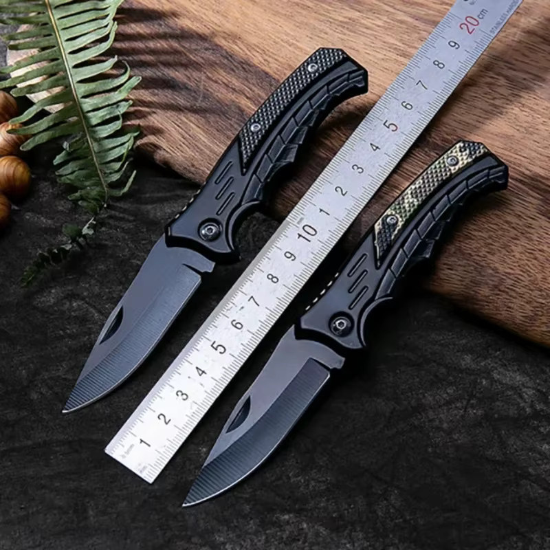 Schwarzes Klappmesser aus Edelstahl für Outdoor und Camping - Bild 2