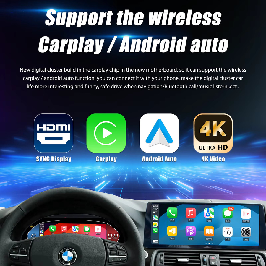 Navidigital 12,3 Zoll Digitales Dashboard für BMW 3er F30 F31 F34 und 4er F32 F33 (Baujahre 2013-2019), Virtuelles Cockpit mit Carplay und HDMI, Farbe: Schwarz - Bild 3