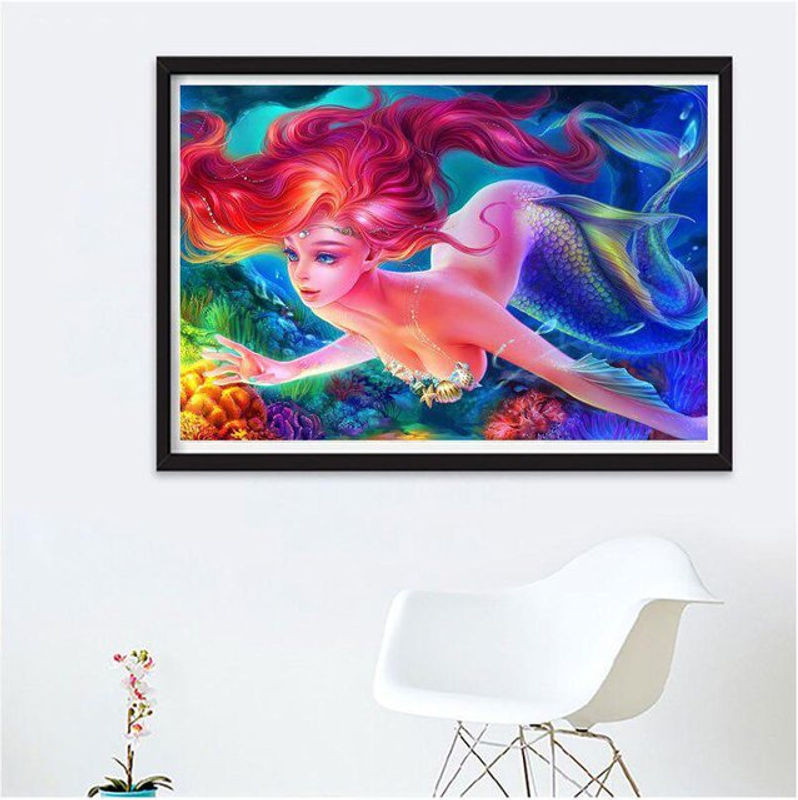 FIYO Diamond Painting DIY Set Traumhaus Mosaik Dekoration mit runden Steinen, Mehrfarbig, B: 30 cm x H: 20 cm - Bild 1