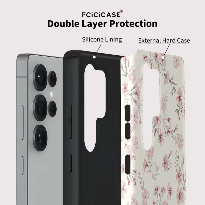 Fcicicase S26 Edge Painting Flower Handyhülle für Samsung Galaxy S26 Ultra und S26 Plus, 2 in 1 Dual Layer Acryl Cover, Multicolour - Bild 2