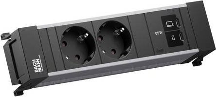Bachmann POWER FRAME Steckdosenleiste in Schwarz mit 2x CEE7/3 und USB-C Anschlüssen BM0022846 - Bild 1