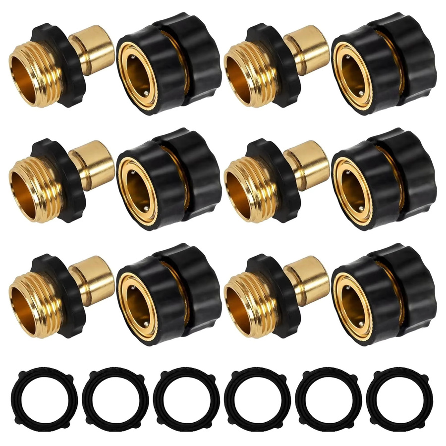 Kaikarai Gartenschlauch-Schnellkupplung Set 3/4 Zoll in Gold mit männlichen und weiblichen Schnellverbindungsstücken für dein Gartenschlauch-Zubehör - Bild 7
