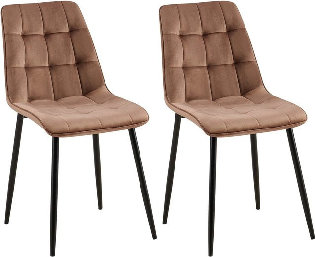 2er Set Esszimmerstühle DELUKE DARID aus Samt in Braun, B/T/H: 47 x 61 x 89 cm - Bild 1