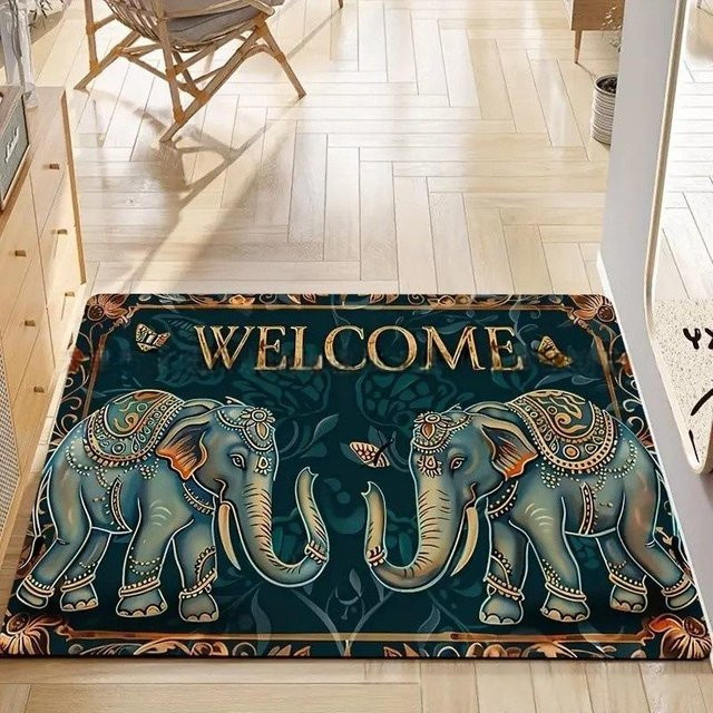 VIKAMA Amerikanischer Flanellteppich als wasserabsorbierende und rutschfeste Fußmatte für Eingang oder Küche, B/B/H: 60 x 40 cm - Bild 1
