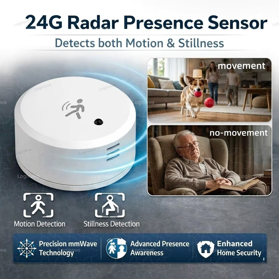 Tuya Zigbee 24G mmWave Radar-Anwesenheitssensor mit Temperatur-, Luftfeuchtigkeits-, Helligkeits- und Bewegungsmelder in Weiß, kompatibel mit Zigbee2mqtt und Tuya Hub - Bild 2