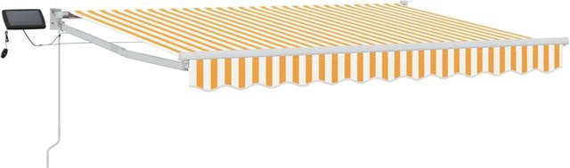 vidaXL Manuelle Gelenkarmmarkise mit LED-Beleuchtung in Orange und Weiß, B: 350 cm, T: 250 cm - Bild 1