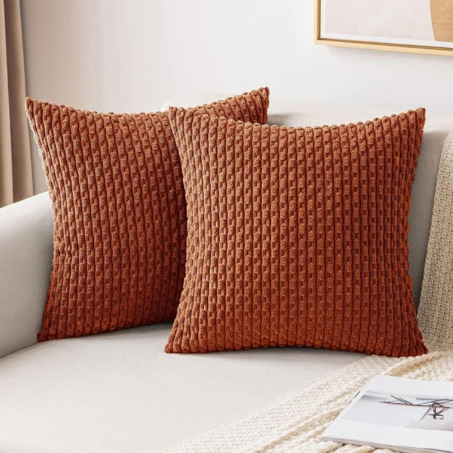 Dekorative Boho Kissenbezüge von JMG Clothing in Türkis und Orange, gestreiftes Cord-Design, B/T/H: 50 x 50 x 0 cm - Bild 1