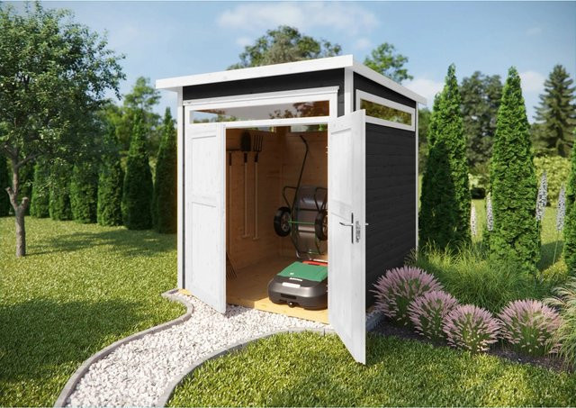 WEKA Holz-Gartenhaus 265 mit Flachdach in Grau und Anthrazit, B/H/T: 220 x 234 x 161 cm - Bild 1