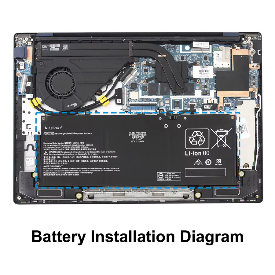 HP GD03XL Laptop-Akku 11,58 V 59,16 Wh Schwarz für HP Envy x360 2-in-1 14-FC 14-FA 14-fa0000 OmniBook X 14-fe0000 EliteBook Ultra G1q 14 - Bild 4